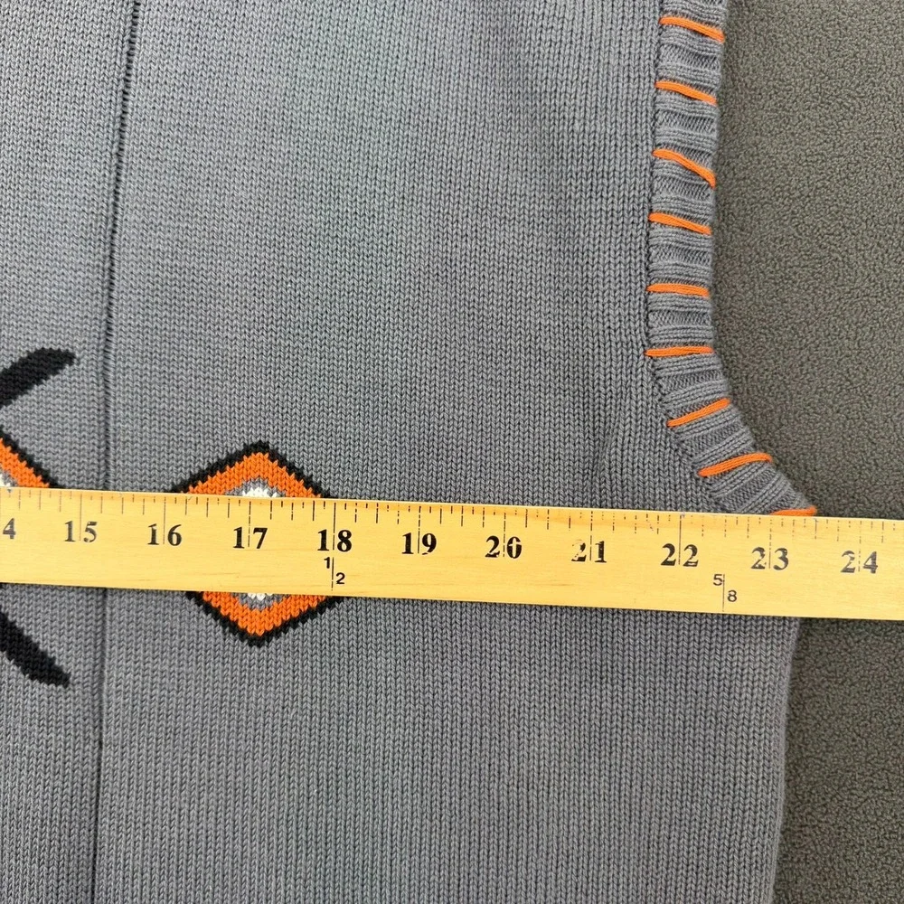 VTG Nike Air Jordan Argyle Sweater Vest 3XL Gray Orange Knit Jumpman Y2K READ